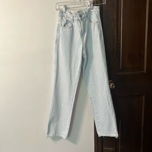 Zara high rise light wash straight jeans